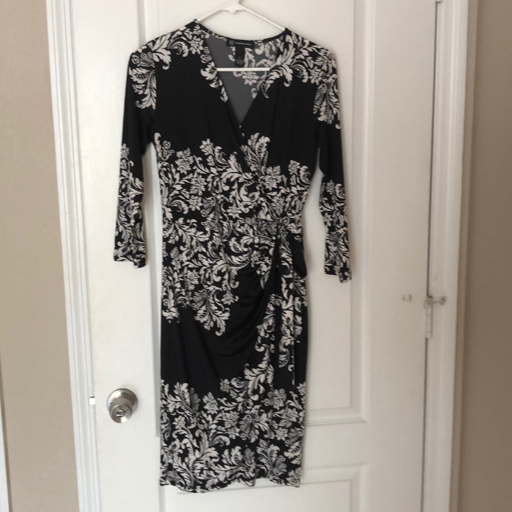 Black and White Floral Wrap Dress